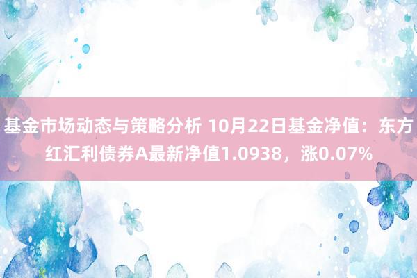 基金市场动态与策略分析 10月22日基金净值：东方红汇利债券A最新净值1.0938，涨0.07%