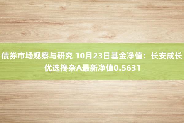 债券市场观察与研究 10月23日基金净值：长安成长优选搀杂A最新净值0.5631