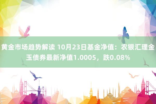 黄金市场趋势解读 10月23日基金净值：农银汇理金玉债券最新净值1.0005，跌0.08%