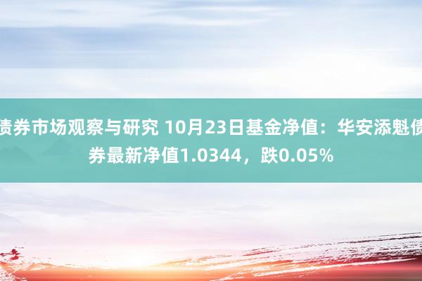 债券市场观察与研究 10月23日基金净值：华安添魁债券最新净值1.0344，跌0.05%