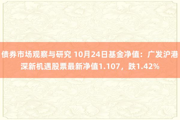 债券市场观察与研究 10月24日基金净值：广发沪港深新机遇股票最新净值1.107，跌1.42%