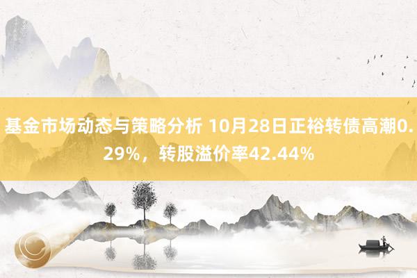 基金市场动态与策略分析 10月28日正裕转债高潮0.29%，转股溢价率42.44%