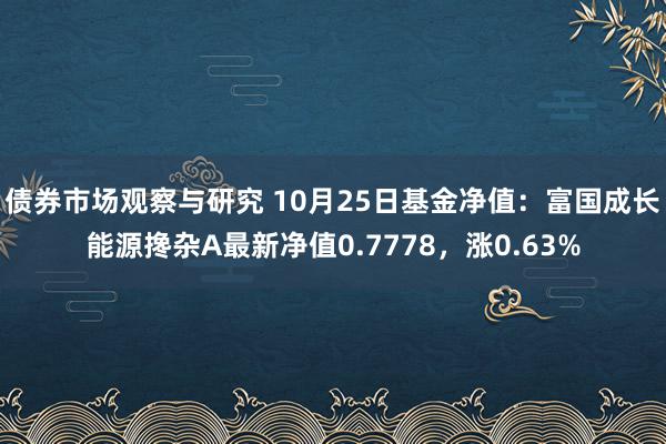 债券市场观察与研究 10月25日基金净值：富国成长能源搀杂A最新净值0.7778，涨0.63%