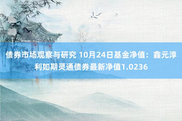 债券市场观察与研究 10月24日基金净值：鑫元淳利如期灵通债券最新净值1.0236