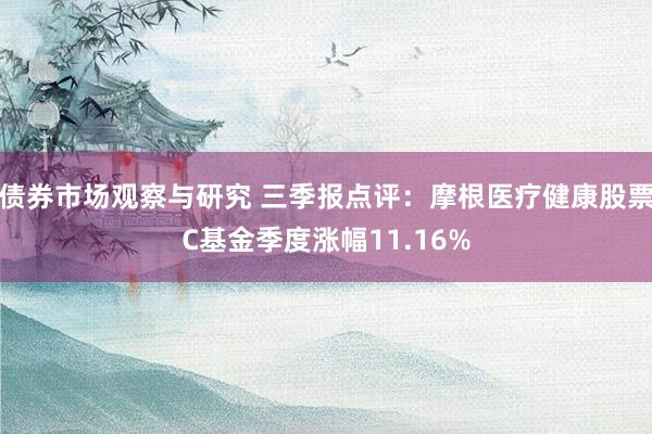 债券市场观察与研究 三季报点评：摩根医疗健康股票C基金季度涨幅11.16%