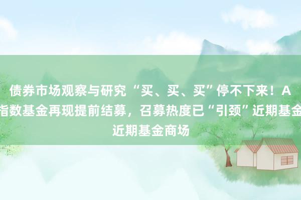 债券市场观察与研究 “买、买、买”停不下来！A500指数基金再现提前结募，召募热度已“引颈”近期基金商场