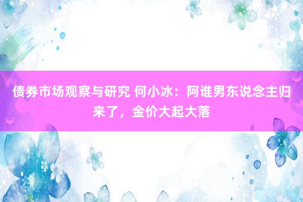 债券市场观察与研究 何小冰：阿谁男东说念主归来了，金价大起大落