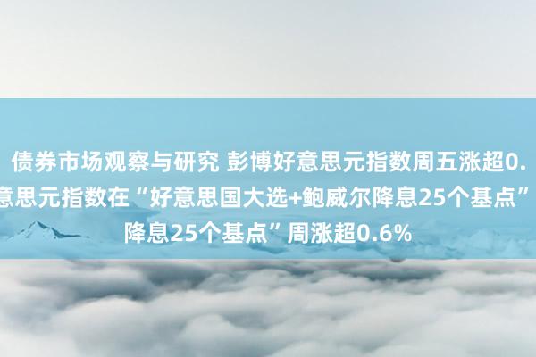 债券市场观察与研究 彭博好意思元指数周五涨超0.6%，ICE好意思元指数在“好意思国大选+鲍威尔降息25个基点”周涨超0.6%