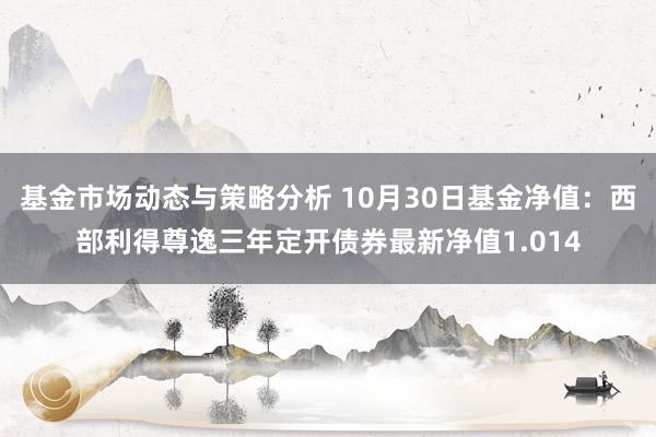 基金市场动态与策略分析 10月30日基金净值：西部利得尊逸三年定开债券最新净值1.014