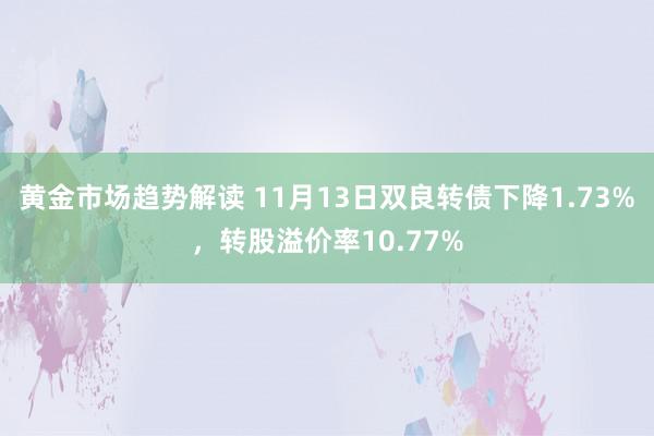 黄金市场趋势解读 11月13日双良转债下降1.73%，转股溢价率10.77%