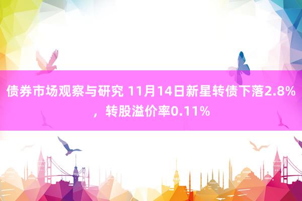 债券市场观察与研究 11月14日新星转债下落2.8%，转股溢价率0.11%