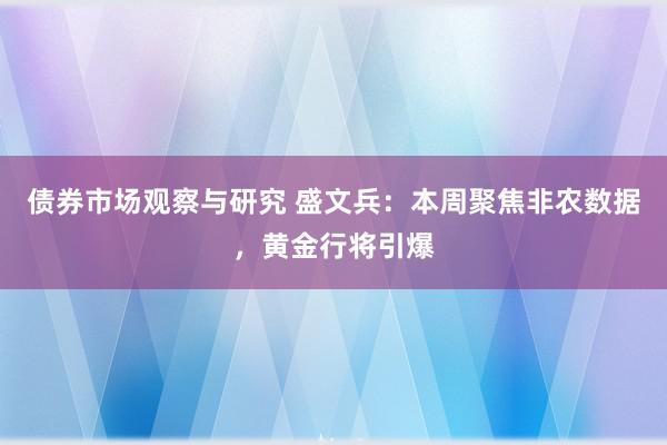 债券市场观察与研究 盛文兵：本周聚焦非农数据，黄金行将引爆