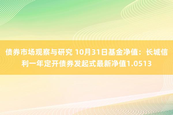 债券市场观察与研究 10月31日基金净值：长城信利一年定开债券发起式最新净值1.0513