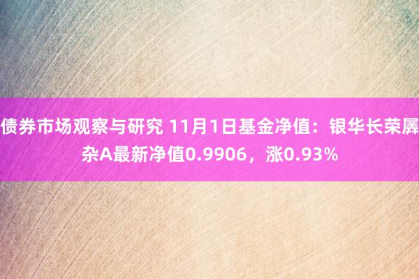 债券市场观察与研究 11月1日基金净值：银华长荣羼杂A最新净值0.9906，涨0.93%