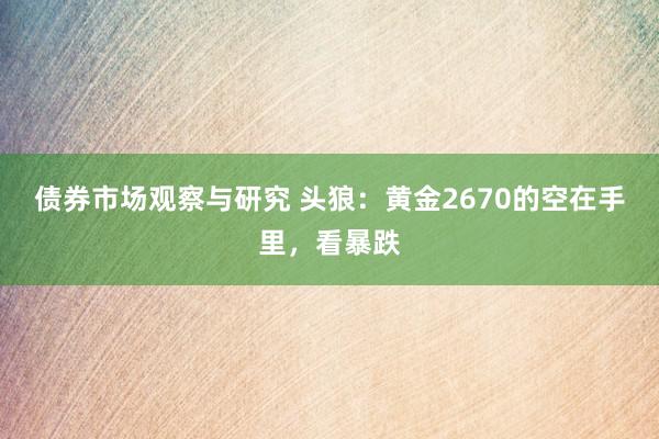 债券市场观察与研究 头狼：黄金2670的空在手里，看暴跌