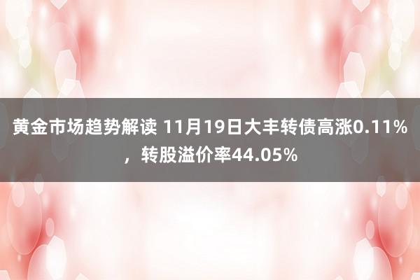 黄金市场趋势解读 11月19日大丰转债高涨0.11%，转股溢价率44.05%