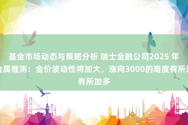 基金市场动态与策略分析 瑞士金融公司2025 年贵金属推测：金价波动性将加大，涨向3000的难度有所加多