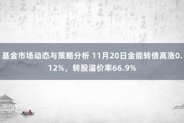 基金市场动态与策略分析 11月20日金能转债高涨0.12%，转股溢价率66.9%