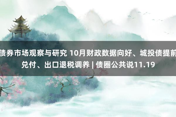 债券市场观察与研究 10月财政数据向好、城投债提前兑付、出口退税调养 | 债圈公共说11.19