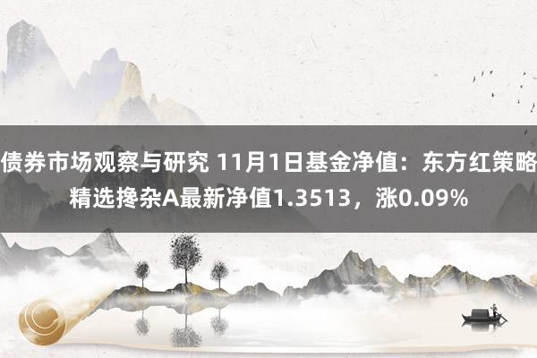 债券市场观察与研究 11月1日基金净值：东方红策略精选搀杂A最新净值1.3513，涨0.09%