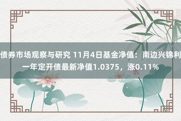 债券市场观察与研究 11月4日基金净值：南边兴锦利一年定开债最新净值1.0375，涨0.11%