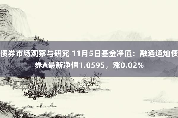 债券市场观察与研究 11月5日基金净值：融通通灿债券A最新净值1.0595，涨0.02%