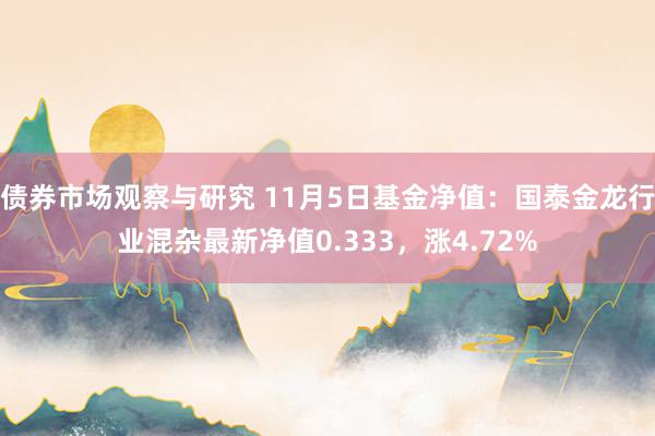 债券市场观察与研究 11月5日基金净值：国泰金龙行业混杂最新净值0.333，涨4.72%