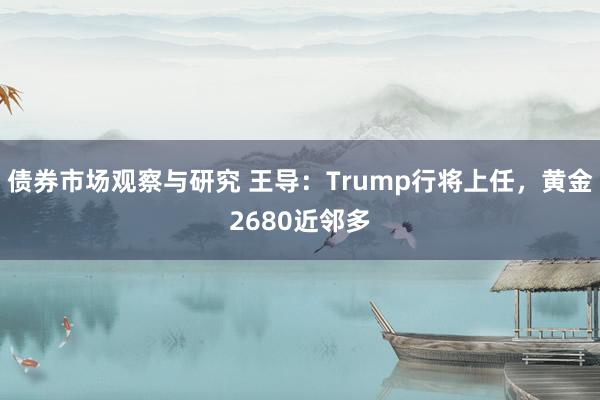 债券市场观察与研究 王导：Trump行将上任，黄金2680近邻多