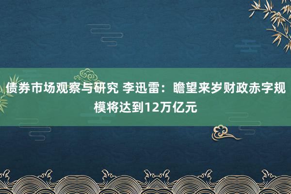 债券市场观察与研究 李迅雷：瞻望来岁财政赤字规模将达到12万亿元