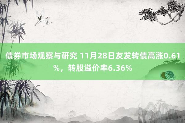 债券市场观察与研究 11月28日友发转债高涨0.61%，转股溢价率6.36%