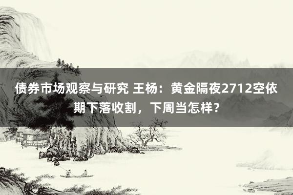 债券市场观察与研究 王杨：黄金隔夜2712空依期下落收割，下周当怎样？