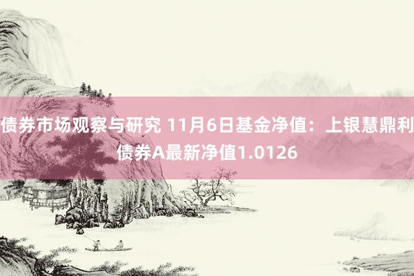 债券市场观察与研究 11月6日基金净值：上银慧鼎利债券A最新净值1.0126