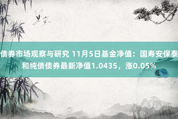 债券市场观察与研究 11月5日基金净值：国寿安保泰和纯债债券最新净值1.0435，涨0.05%