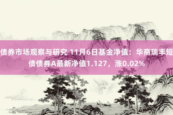 债券市场观察与研究 11月6日基金净值：华商瑞丰短债债券A最新净值1.127，涨0.02%