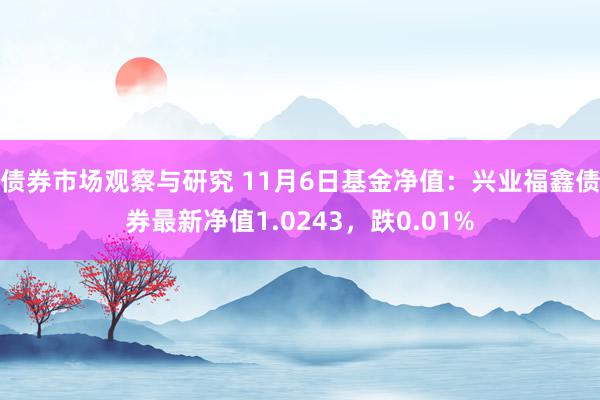 债券市场观察与研究 11月6日基金净值：兴业福鑫债券最新净值1.0243，跌0.01%