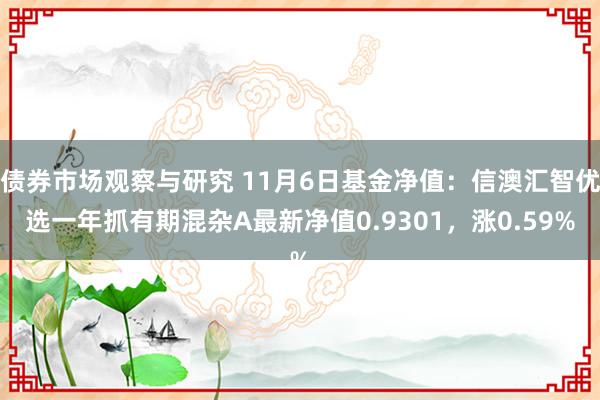 债券市场观察与研究 11月6日基金净值：信澳汇智优选一年抓有期混杂A最新净值0.9301，涨0.59%