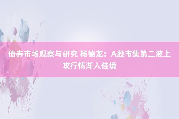 债券市场观察与研究 杨德龙：A股市集第二波上攻行情渐入佳境