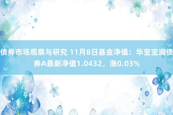 债券市场观察与研究 11月8日基金净值：华宝宝润债券A最新净值1.0432，涨0.03%