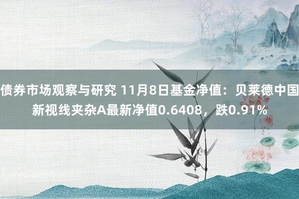 债券市场观察与研究 11月8日基金净值：贝莱德中国新视线夹杂A最新净值0.6408，跌0.91%