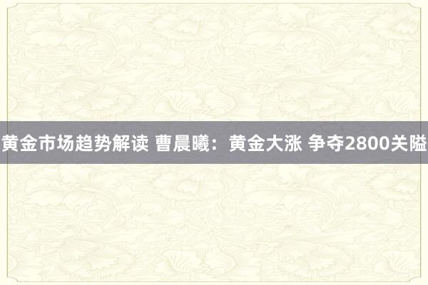 黄金市场趋势解读 曹晨曦：黄金大涨 争夺2800关隘