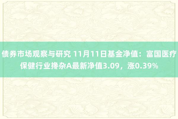 债券市场观察与研究 11月11日基金净值：富国医疗保健行业搀杂A最新净值3.09，涨0.39%