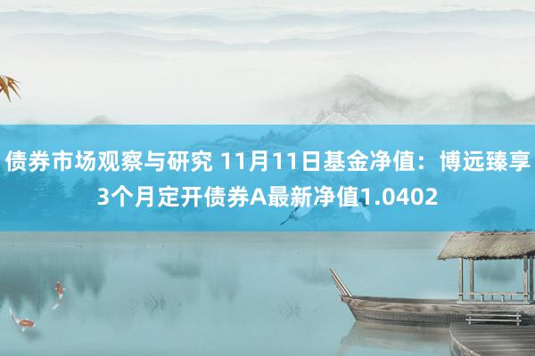 债券市场观察与研究 11月11日基金净值：博远臻享3个月定开债券A最新净值1.0402