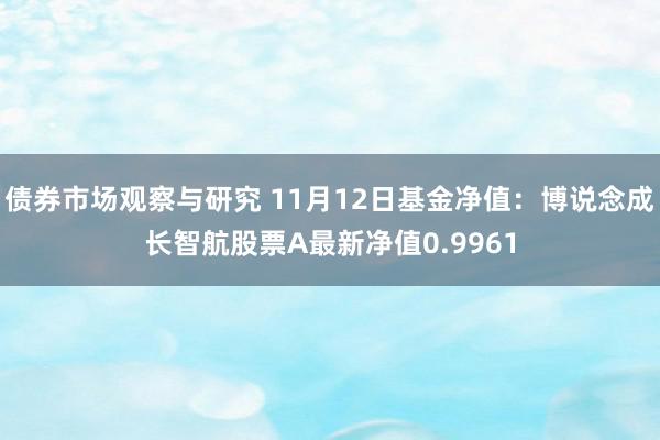 债券市场观察与研究 11月12日基金净值：博说念成长智航股票A最新净值0.9961