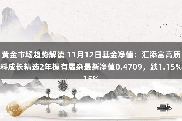 黄金市场趋势解读 11月12日基金净值：汇添富高质料成长精选2年握有羼杂最新净值0.4709，跌1.15%