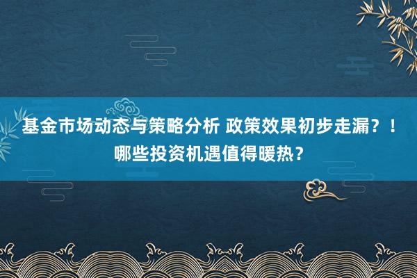 基金市场动态与策略分析 政策效果初步走漏？！哪些投资机遇值得暖热？