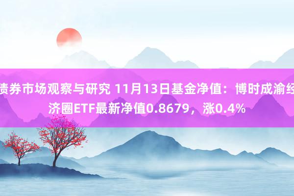 债券市场观察与研究 11月13日基金净值：博时成渝经济圈ETF最新净值0.8679，涨0.4%