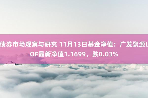 债券市场观察与研究 11月13日基金净值：广发聚源LOF最新净值1.1699，跌0.03%