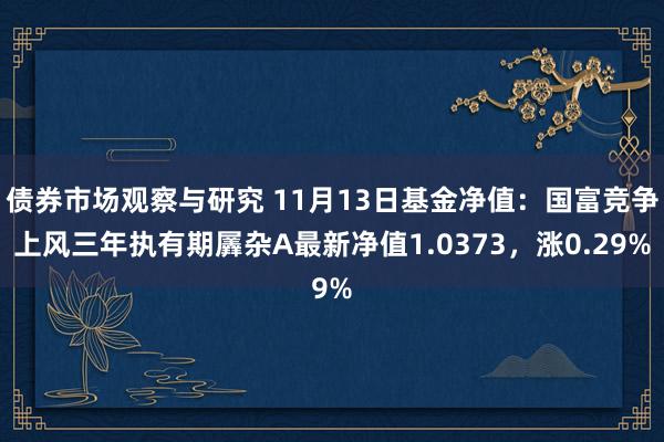 债券市场观察与研究 11月13日基金净值：国富竞争上风三年执有期羼杂A最新净值1.0373，涨0.29%