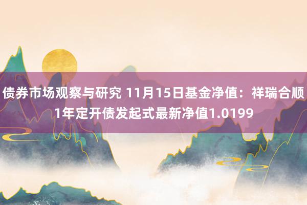 债券市场观察与研究 11月15日基金净值：祥瑞合顺1年定开债发起式最新净值1.0199