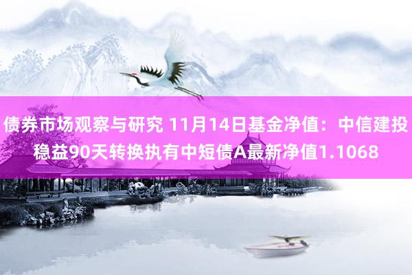 债券市场观察与研究 11月14日基金净值：中信建投稳益90天转换执有中短债A最新净值1.1068